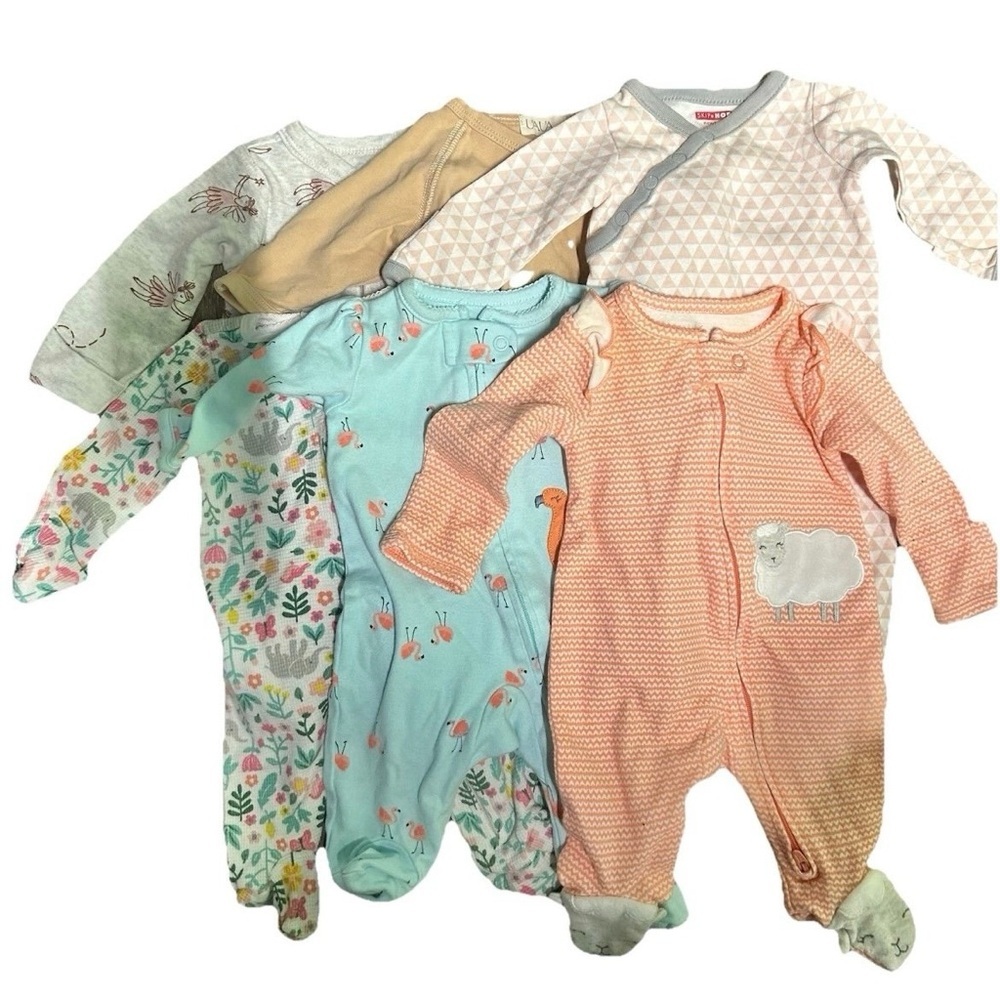 Carter's Pastel Mix Footed One-Piece Pajamas - Peach, Aqua, Mint, Tan, Cream